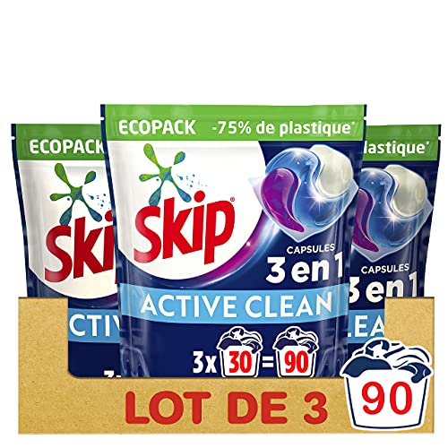  Skip Lessives Capsules Active Clean 3en1 x90, ...