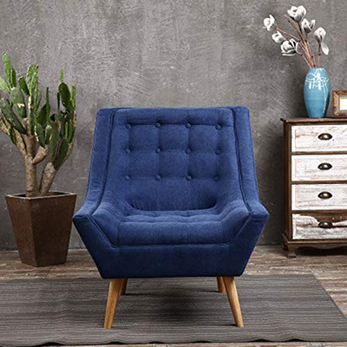 Comfortable Upholstered Tub Chair W/Ottoman Comfortable Fabric Padded Seat Wood Base For Living Room,Bedroom,Club,Office Comfortable Everyday Use (Color : Dark blue, Size : Free size)