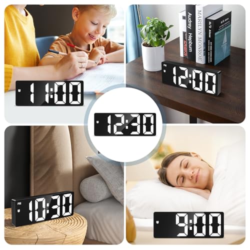 Ankilo Smartes LED-Digitalwecker mit Auto-Helligkeit & EU-Sommerzeit – Großbildleinwand LED-Wecker Perfekter Schlafpartner für Zuhause, Büro und Reise
