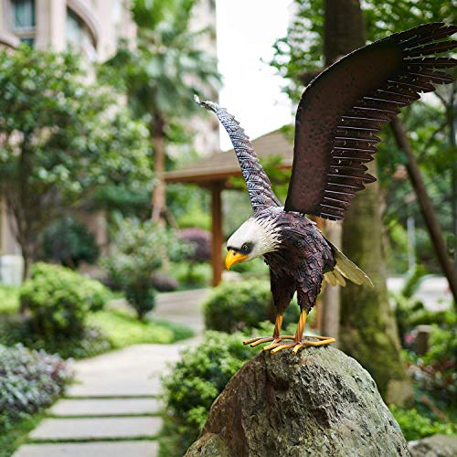 chisheen Bald Eagle Statue Outdoor Garden Sculpture Metal Yard Art Lawn Decoration