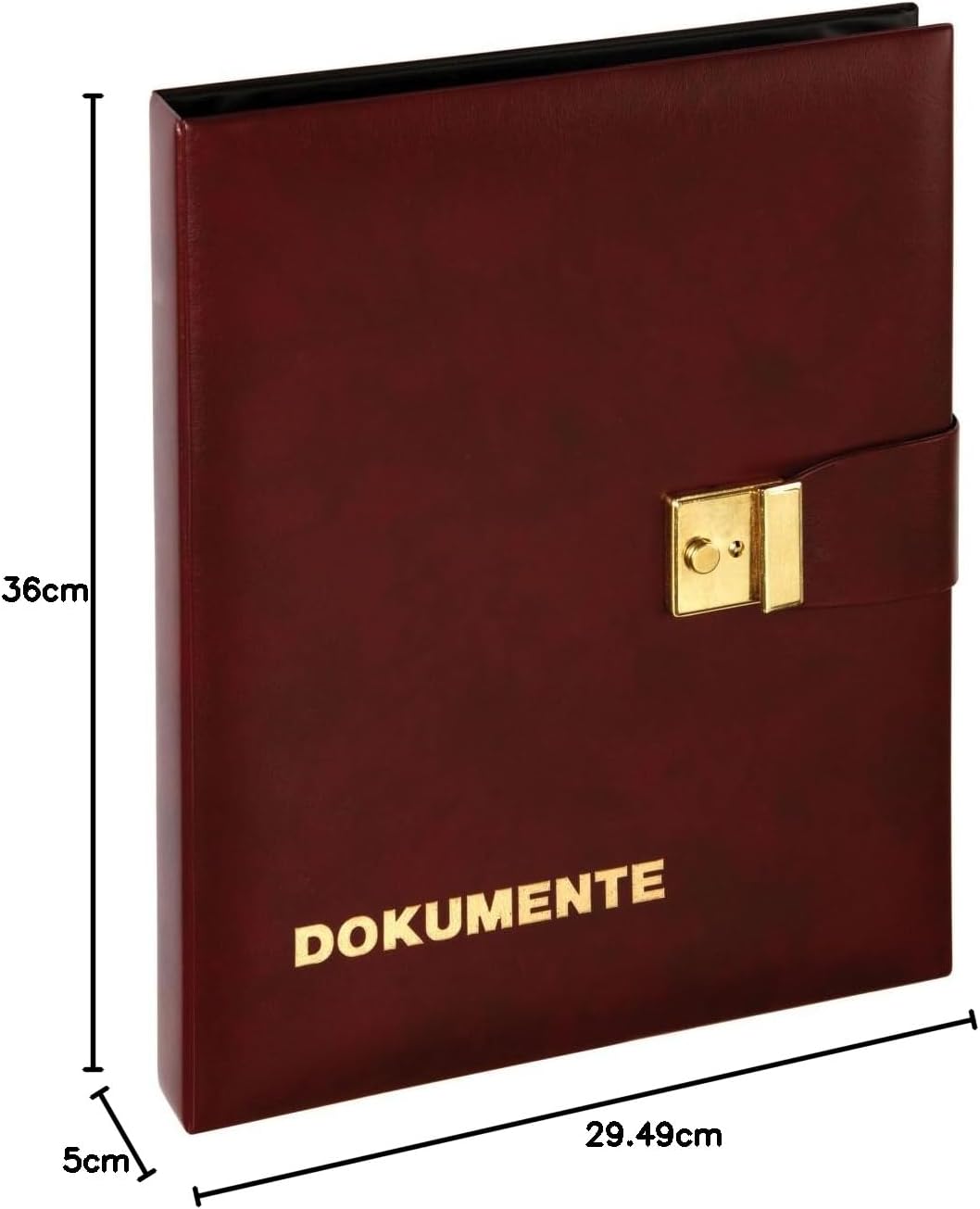 Pagna Document Folder Soft Artificial Leather with Strap Lock 4-Ring Mechanism Insert Pocket
