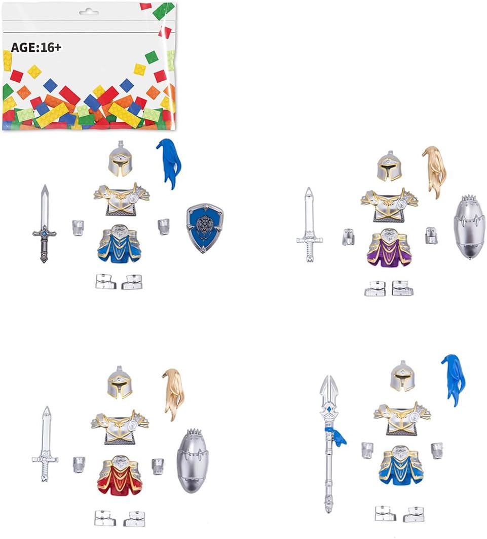 Medieval Knight Shield Guard Armor Weapons Accessories Set Including Sword, Helmet, Shield and Armor, MOC Bricks Parts Sets for Display Model (37PCS)