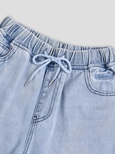 Women's High Waisted Wide Leg Jeans Drawstring Loose Fit Elastic Waist Straight Leg Sweatpant Denim Pants 2025 Trendy4