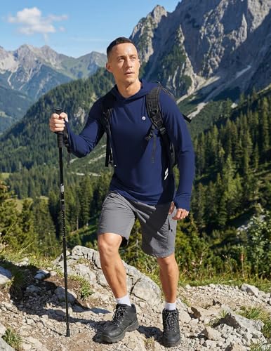 Image of PINSPARK Men's UPF 50+ Sun Shirts Long Sleeve Fishing Hoodie, UV Protection Rash Guard for Outdoor Hiking Running Swim Shirt