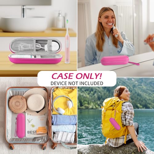 Image of 5pcs Toothbrush Head Covers Cap & Travel Case for Oral-B /Oral-B Pro /Phlips Sonicare /iO Series Electric Toothbrush, Portable Protective Case and Toothbrush Cover Set (Pink)
