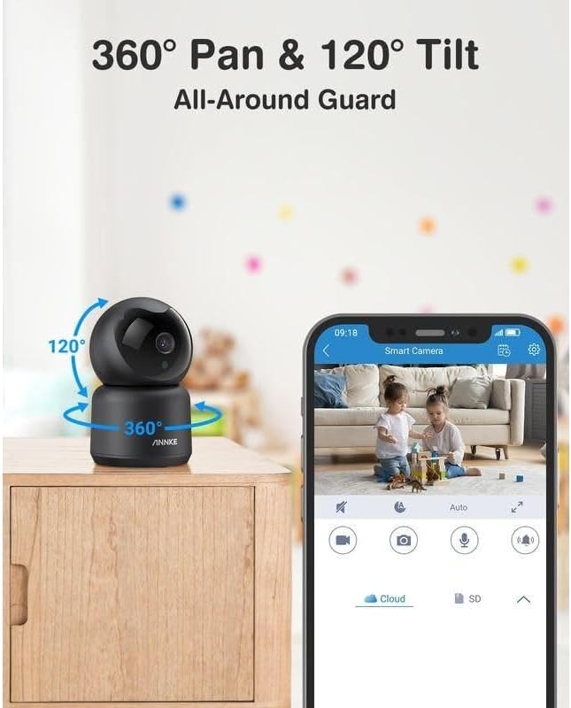 Generic 3MP WiFi Smart Security Camera with 360 degree pan and 120 degree tilt