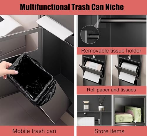 Cubo de basura de pared para ahorrar espacio con estantes de baño 5