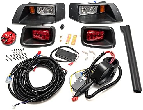 MiKaFex LED Headlights and Tail Light Kits for EZGO TXT 1996-2013 Gas & Electric Carts, 12V Street Legal Lights Kit with Turn Signal Wiring Harness