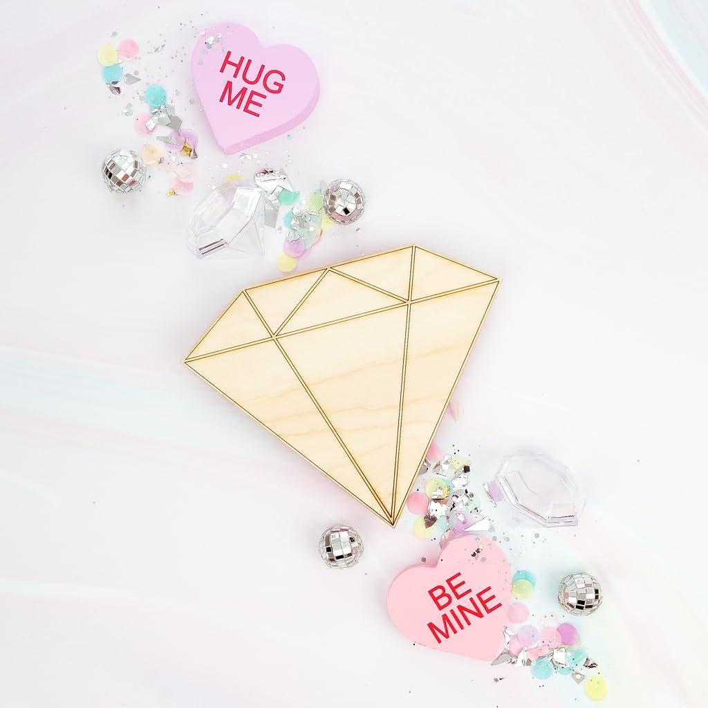 Wood Diamond Cutout with Detail Cutouts 23-inch, 1/8 inch Thick, Pack of 1 Valentines Crafts for Gifts/Door Décor, by Woodpeckers