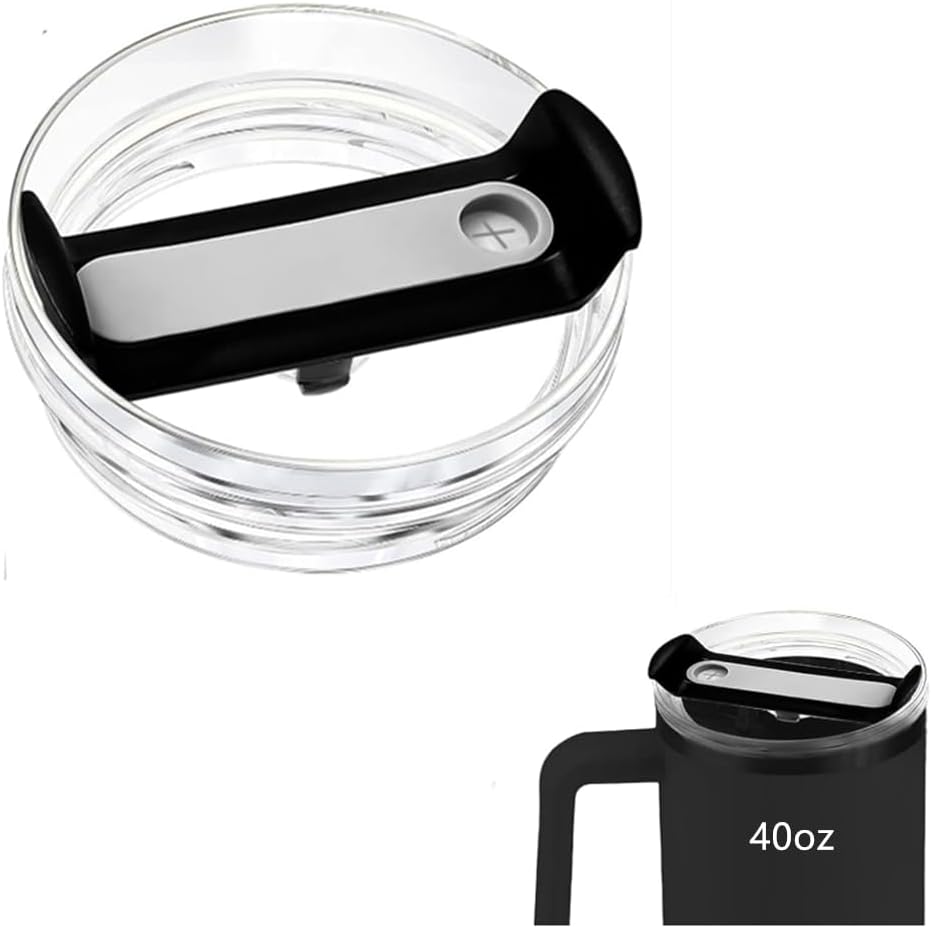 40 oz tumbler lid replacement Fit for Stanley Cup,Clear Replacement Lids Fit for Stanley Travel Tumbler, stanley cup lid replacement 40 oz, Stanley Cup Accessories,1 PCS (Black)