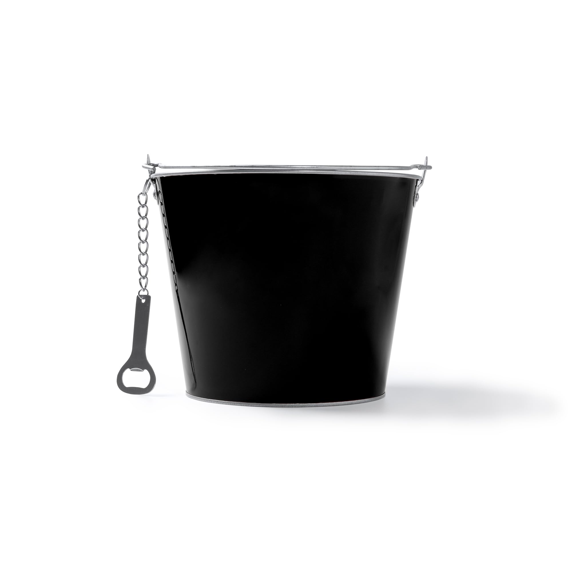 eBuyGB Large Metal Beer Bucket with Built-In Bottle Opener, 6L Ice Bucket Cooler Tub for Drinks, Party, BBQ, Garden, Bar or Picnic, Reusable Beverage Chiller (Black)