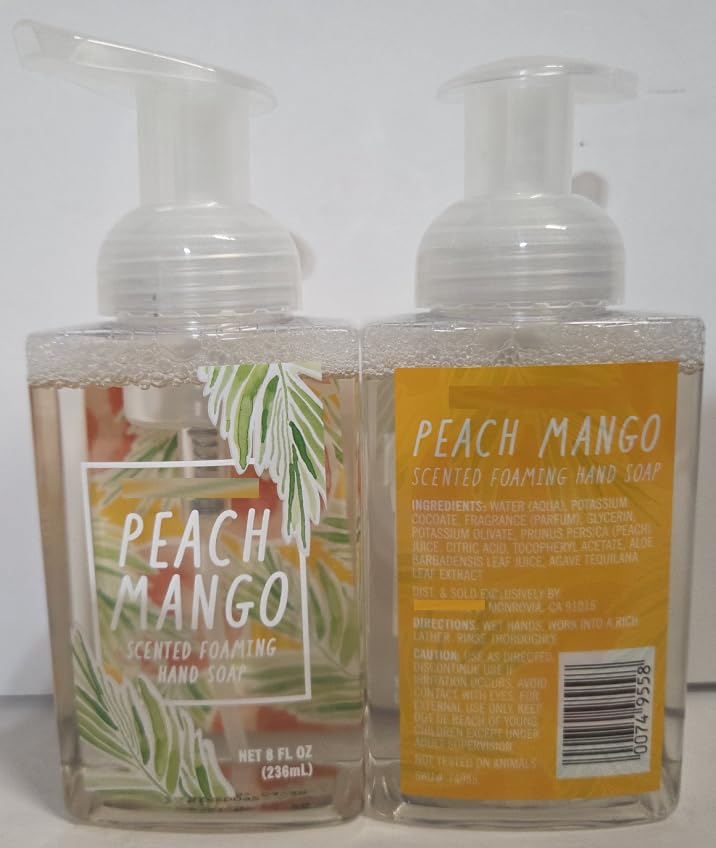Trader Joe Peach Mango Scented Foaming Hand Soap 8fl oz 236ml (Two Bottles)