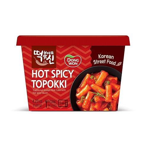 Dongwon Pastel de arroz coreano picante intenso y picante Topokki  Comida callejera coreana popular  Fácil de preparar  Bocadillo masticable audaz y