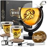 WHISISKEY - Whiskey Decanter Set - 900ML Skull Carafe - Whiskey Gift Sets for Men - Whisky Set - Glass Gifts for Men - Inc. 2 Whiskey Glasses, 4 Whiskey Stones, Accessories