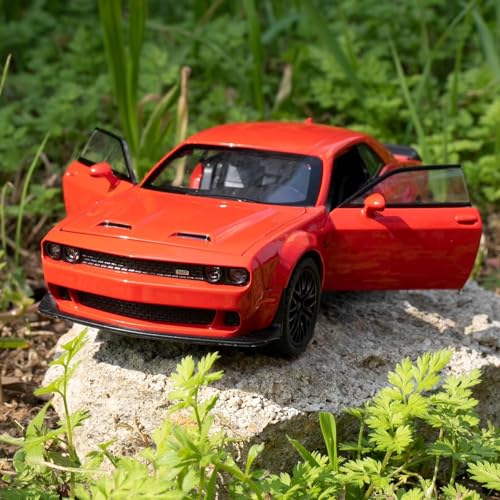 Image of FEXXA Hellcat 1:32 Scale Dodge Challenger Die-Cast Metal Toy Model Car for Kids - Pull Back Mechanism, Birthday Gift for 3+ Year Old Boys (RED)