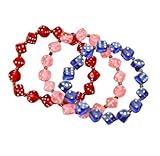 Bunco Dice Bracelet Set - 3 Separate Bracelets - Assorted Colors (sorry no color choice available). Perfect Bunco Supplies Party Favorst