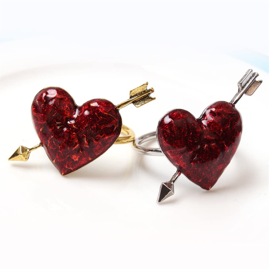 12 sztuk Cupid Heart Serwetnik Pierścień Cupid Heart Serwetnik Klamra Serce Usta Pierścień (Czerwony Jeden Rozmiar)