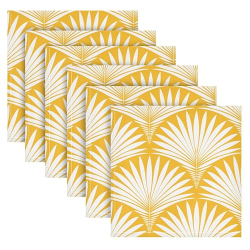 Servilletas de Tela Juego de 6 Hojas Tropicales Amarillas miniatura 2