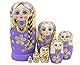 Set von 7 Zopf Mädchen Stapeln Spielzeug Russischen Puppe Handgefertigt Spielzeug aus Holz für Kinder Kinderzimmer Decor (Lila)