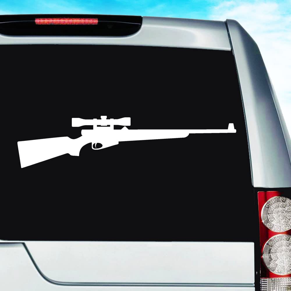 Red Hunting Rifle Vinyl Decal - 5x5 Inch Waterproof Die-Cut Sticker For Trucks & Toolboxes
