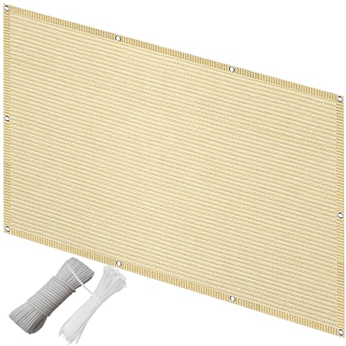 QINLIQIN Balkonverkleidung 0.8 x 1.8 m HDPE Balkonverkleidung Atmungsaktiv Schützt Privatsphäre mit Ösen, Nylon Kabelbinder Und Kordel für Terrassen Swimming Pool, Creme Farben