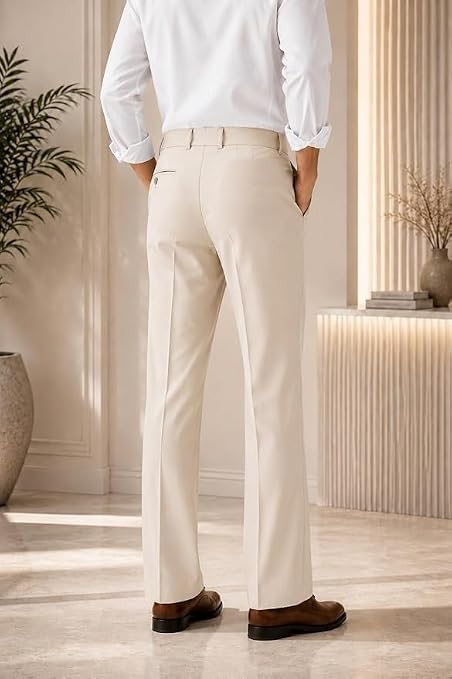 MENEX Men's Japanese Boot Cut Trouser Beige - Image 4