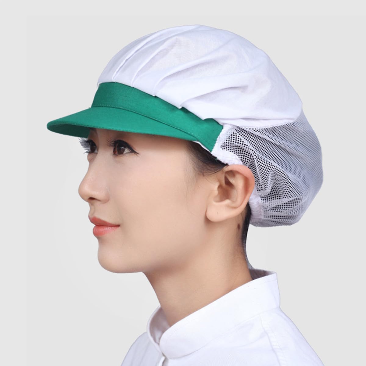 Totority Breathable Mesh Chef Hat Green, Food Service Work Cap for Men and Women, Sweatproof Kitchen Cooking Hat for Restaurant and Bakery Use
