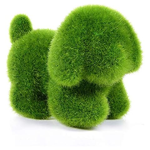 WBTY Artificial Moss Squirrel Puppy Faux Moss Covered Squirrel Dog Statue Green Moss Balls Decorative Moss Turf Grass Animal Flocking Ornament for Easter Decorations (Dog) Cover