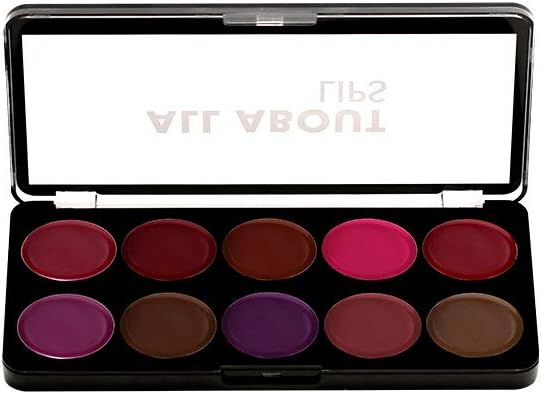 Swiss Beauty All About Lip Palette With 10 Pigmented Colors |Creamy Matte Finish Lip Colors Lipstick |Travel Friendly Lip Palette | Multicolor-03, 12gm