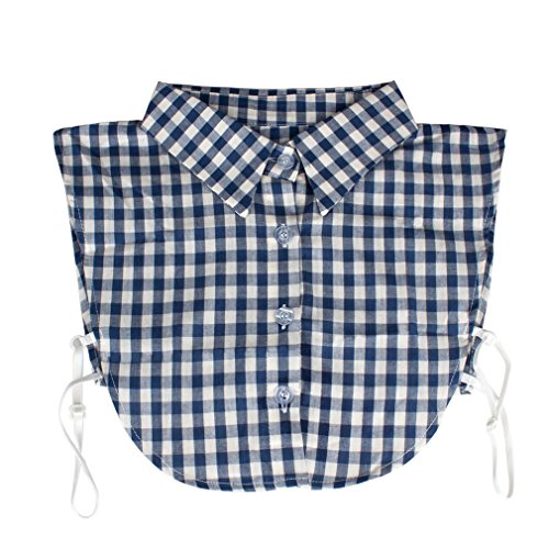 Vpang Women's Stylish Detachable Half Shirt Blouse False Collar Plaid Shirt Collar Fake Collar Dickey Collar (Blue)