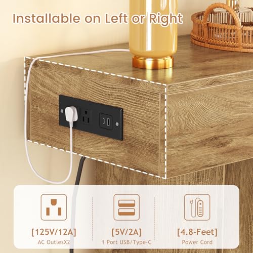 Image of 47.2 inch Entryway Table, Console Table with Charging Station and Adjustable LED light, Farmhouse Wood Sofa Table, Behind the Couch Table, Narrow Console Table, Entry Table for Hallway, Living Room