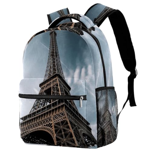 Sac à dos d'école Tour Eiffel rétro multicolore pour filles et garçons