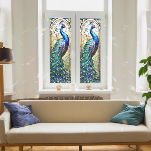 Vinilo Decorativo de Ventana con Diseño de Vidrio Templado Pavo Real miniatura 3