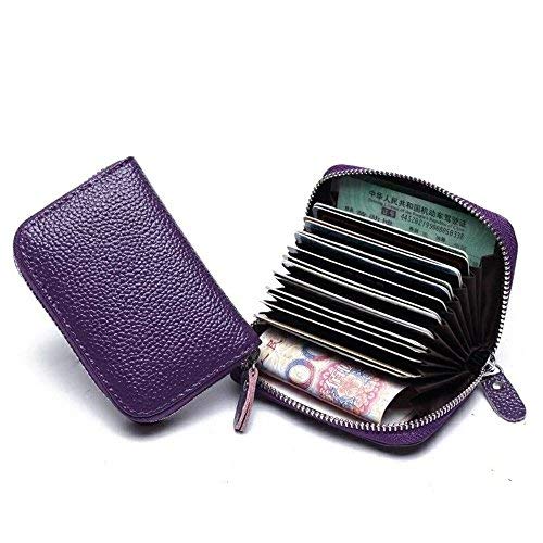 Tarjetero para tarjetas de crédito, caso de la tarjeta de crédito, PU Cuero con Bolsillo para monedas y Crédito Tarjetas Ranuras. [ púrpura ]