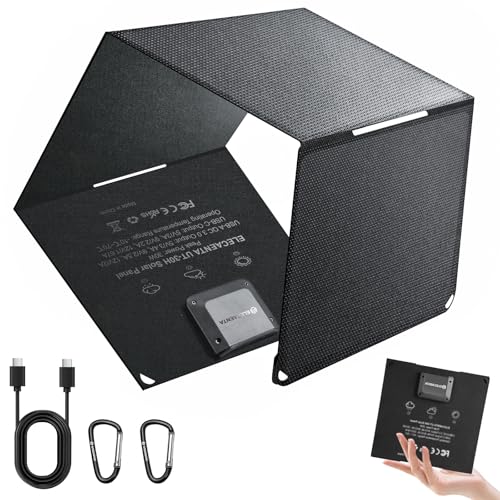 Image of ELECAETNA 30W Solar Panel, HPBC Solar Cells with 25.4% Conversion, USB C & USB QC3.0 Fast Charging, 1.1lbs Ultra Light, Foldable and Portable Solar Charger for Cellphones Tablet Camping Backpacking