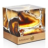 Artiistone Agate Night Light Natural Stone Crystal Lamp Gemstone LED Lights with Wooden Base Touch C