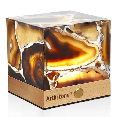 Artiistone Agate Night Light Natural Stone Crystal Lamp Gemstone Led Lights With Wooden Base Touch Control Usb Rechargeable For Home Decor Bedroom Gifts Kids #TOP11