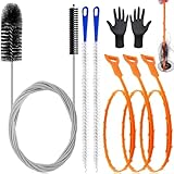 Redamancy 7 Stück Abflussreiniger Spirale,Doppelkopf-Rohrreinigungsbürste Edelstahl-Kanalreiniger,Abflussreiniger Sticks, Abfluss Bürste,Flexible Reinigungsbürste für den Abfluss in Küche und Dusche