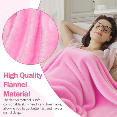 WEFHEF Couverture de Voyage 2 en 1 en Flanelle, Mini Couverture Avion 152x127cm, Couvertures Polaire Avion, Couvertures Voyage Voiture avec Oreiller, Cache-Œil et Pochette, pour Camping Bagage, Rose – Image 4