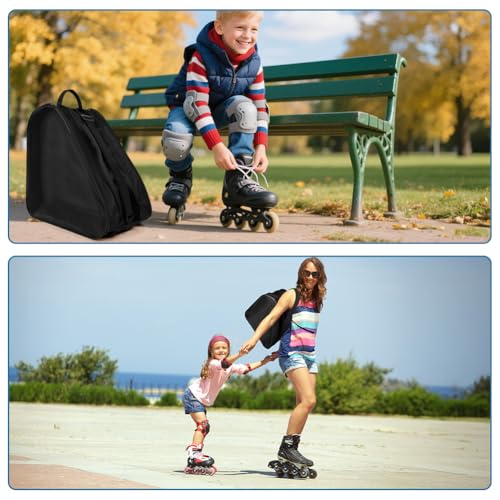 flintronic Rollschuhtasche,Inliner Tasche Kinder Skatertasche Schlittschuhe Tasche mit Verstellbarem Schultergurt, Große Kapazität (Schwarz)
