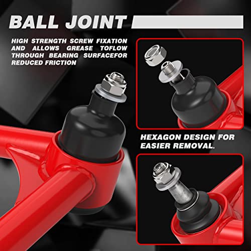 Tezlcad 2-4" Lift Front Upper Control Arms For 1999-2006 Silverado Sierra 1500 2000-2006 Suburban Avalanche 1500 Tahoe Yukon Escalade 2Wd 4Wd, 2 Pcs Red A-Arm Tubular Suspension Leveling Lift Kits #TOP3