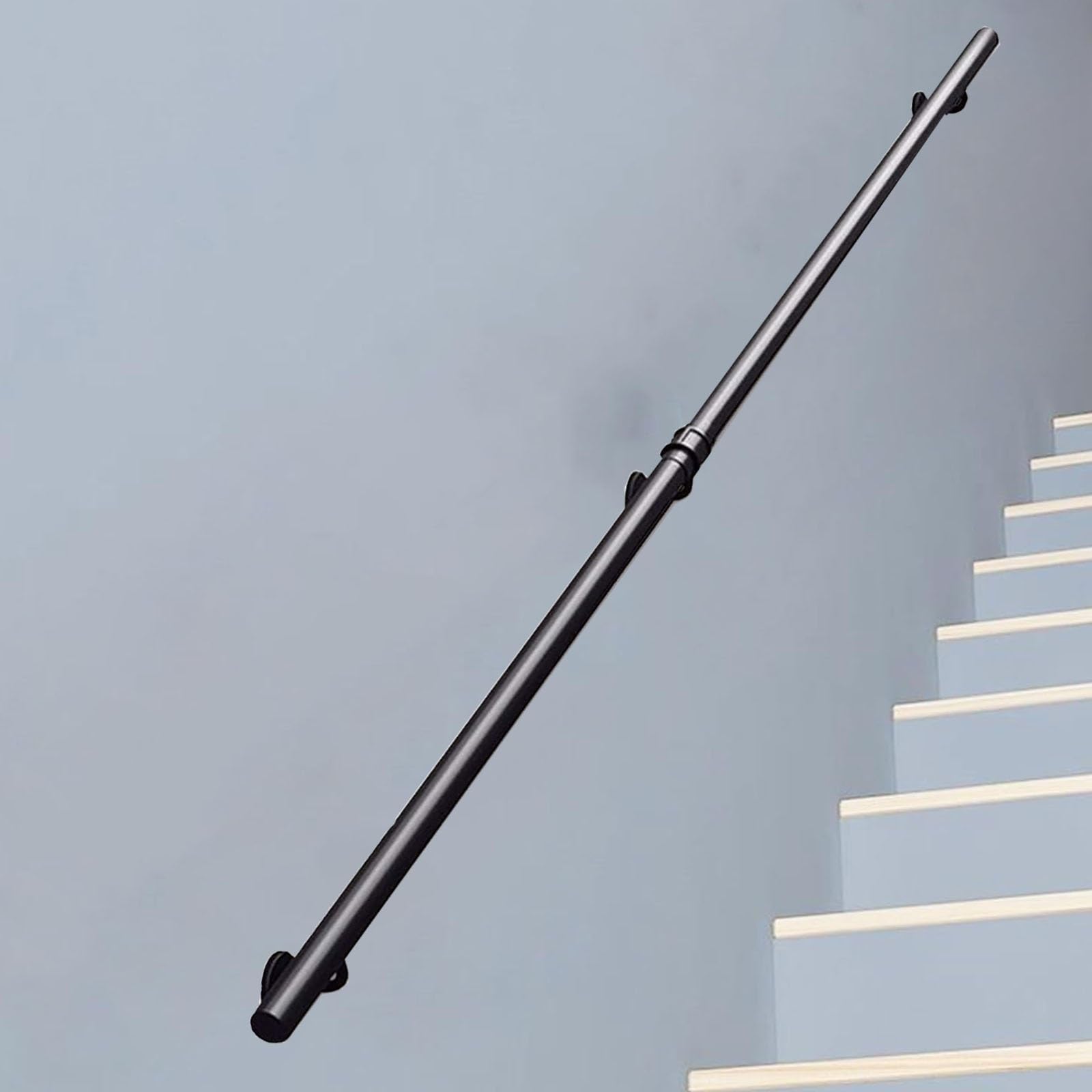 Rampe d'escalier en fer forgé noir de 1m, élégance industrielle pour hôtel