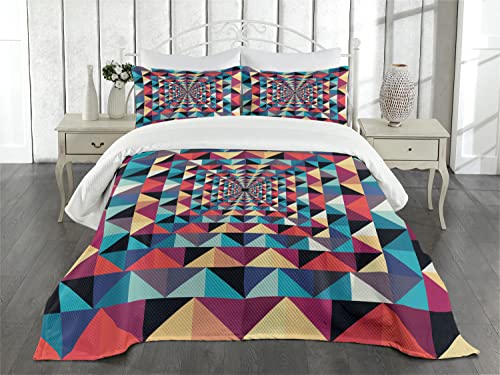 Colcha patchwork moderna multicolor Ambesonne juego de cama decorativo con fundas de almohada 3