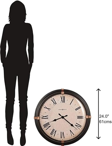 Miniatura 3 de Howard Miller Greenbush - Reloj de pared II 549-534  Reloj de metal vintage con acabado de bronce oscuro frotado, detalles de bronce envejecido en