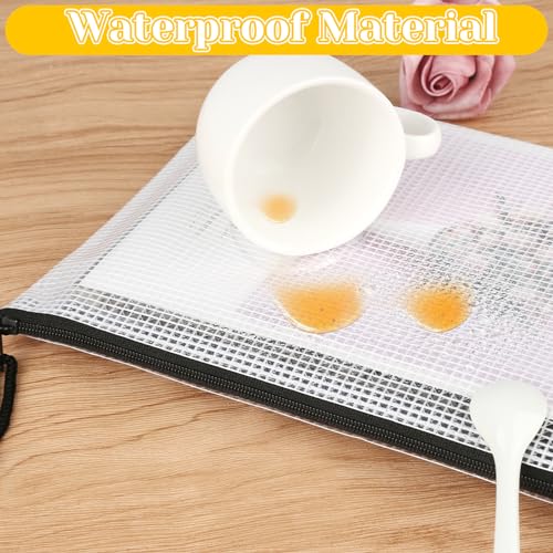 16 Stück Dokumententasche A6, Net Dokumententasche, Wasserdichte PVC-Kunststoff Reisverschlusstaschen für Dokumente, Akten, Kosmetika