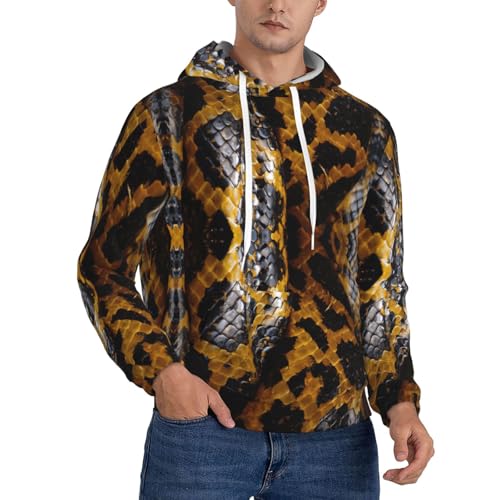 Chandail chaud d'hiver pull à capuche imprimé serpent jaune homme et sweat doublé tendance