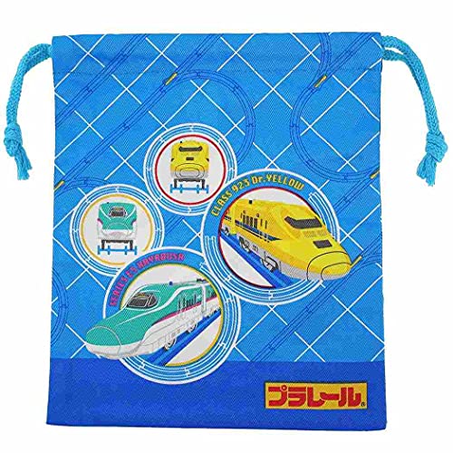 プラレールきんちゃくポーチ S/ブルー 鉄道