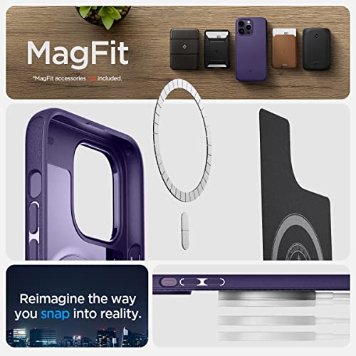 Spigen Mag Armor Magfit Back Cover Case Compatible with iPhone 14 Pro Max (TPU + Poly Carbonate | Deep Purple) - Image 8