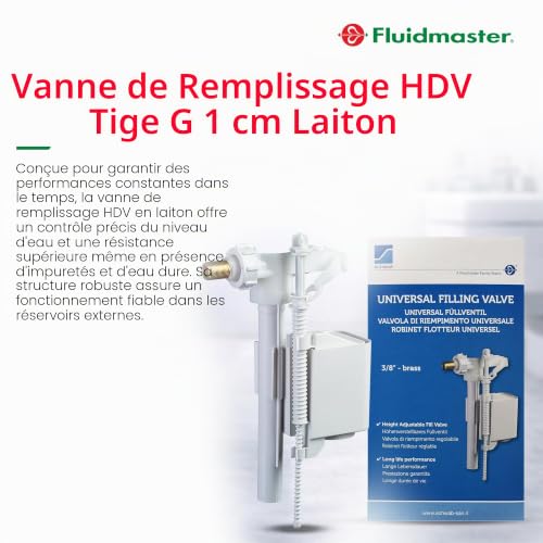SCHWAB (Une marque de la famille Fluidmaster) Vanne de remplissage HDV, tige en laiton G 3/8" - Montage latéral, convient aux réservoirs cachés et exposés (SKU-628458) – vue 2