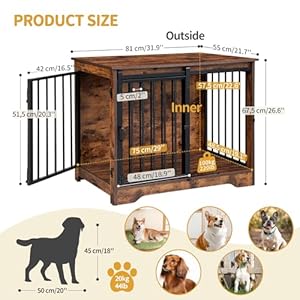 Dog Crate Furniture, 32" Double Door Dog Crate with Barn Door, Dog Kennel Indoor, End Side Table Wooden Dog Crate for Small Medium Large Dog, Anti-Chew Anti-Escape, Rustic Brown DFC83601B Dog Crate Furniture 32 Double Door Dog Crate with Barn Door Dog Kennel Indoor End Side Table Wooden Dog Crate for Small Medium Large Dog Anti Chew Anti Escape Rustic Brown DFC83601B